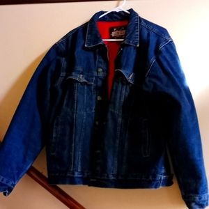 Mens Guide Gear fleece lined denium jacket.